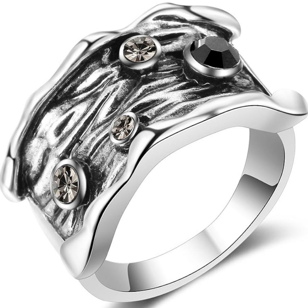 Gothic Crystal Statement Ring - image 1